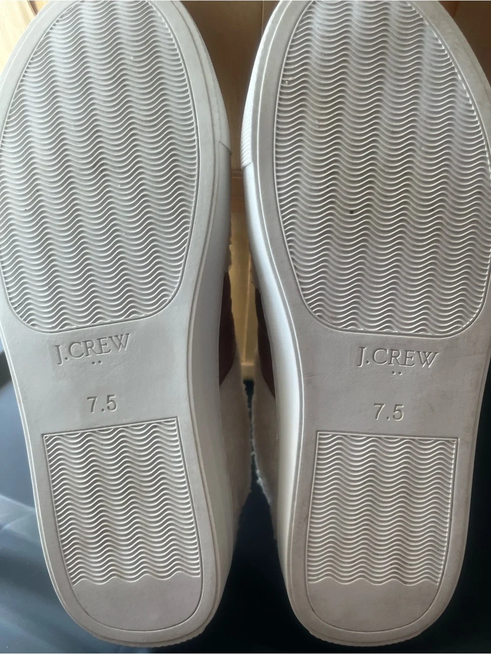 J. Crew White Sherpa stripped road trip Rubber Sole Sneakers (Size 7.5)
